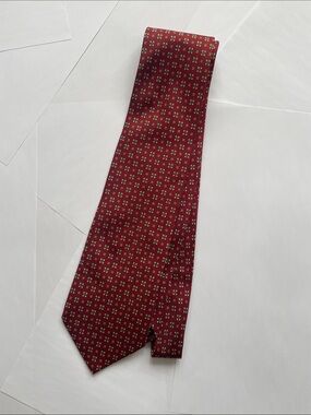 Men's Burgundy Geometric Silk Tie